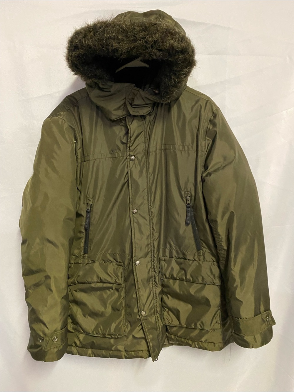 Calvin Klein Men's Olive Green Hooded Winter Jacket